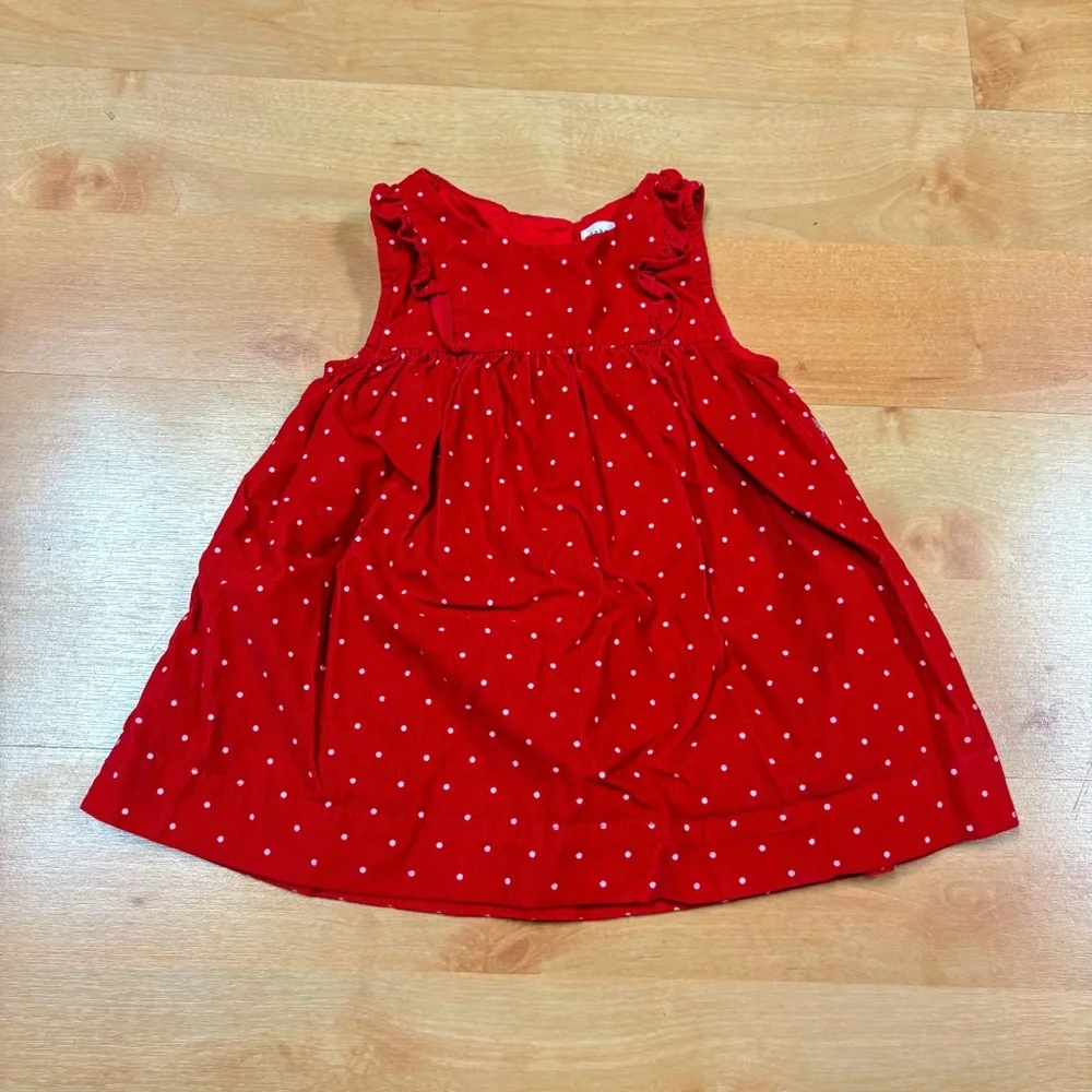 Baby Gap Red & White Polka Dot Sleeveless Ruffle Detail Dress Toddler 12-18M